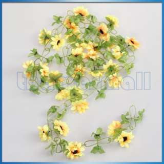 Artificial Sunflower Garland Silk Flower Vine for Home Wedding Garden 