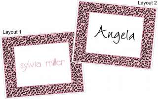 Personalized PINK LEOPARD Note Cards Stationery  