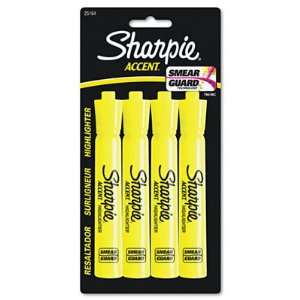   Accent Tank Style Highlighter, Chisel Tip, Fluorescent Yellow, 4/Set