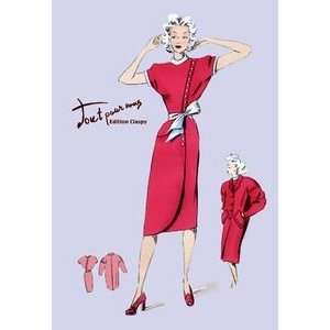  Red Dress with Matching Overcoat   Paper Poster (18.75 x 28.5 