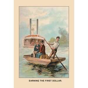 Earning the First Dollar (Abe Lincoln)   12x18 Framed Print in Gold 