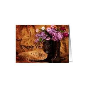 Country Western   Thank You   Boots and Flowers Card 