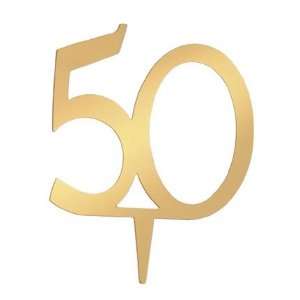  Gold 50th Anniversary or Birthday Cake Topper