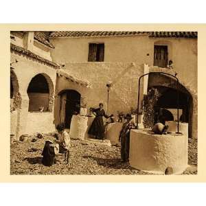 1925 Arcos de la Frontera Spain Courtyard House Women   Original 
