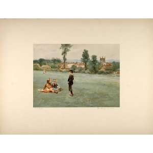  1892 Lithograph Children Henley in Arden William Taylor 