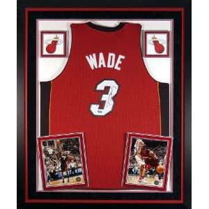 Dwyane Wade Miami Heat Deluxe Framed Autographed Red Swingman Jersey