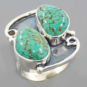   Mexican Turquoise Gemstone 925 Sterling Silver Ring Size 7.5 Lot#10R