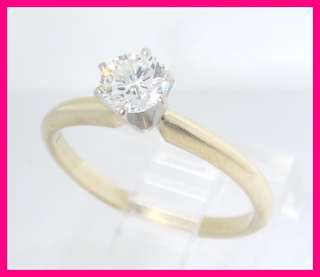 Ladies 14k Yellow Gold MIRACLE Round Diamond Solitaire Engagement Ring 