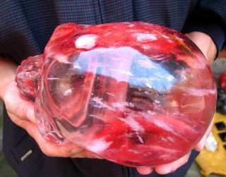 Huge Carved crystal Cherry red beautiful pretty skull  