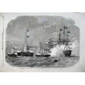   1863 Princess Wales Squadron Ship Saluting Royal Yacht