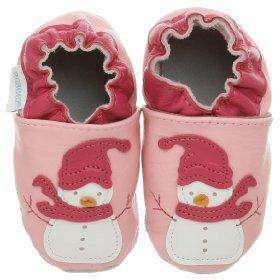 Robeez PINK Girls Baby Shoes SNOWMAN Christmas 6 12 4 5  