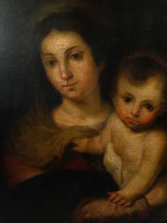 Antique 19th C. European Old Master Painting of Blessed Mother & Child 