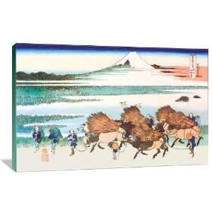 Market in View of Mount Fuji   Gallery Wrapped Canvas   Museum Quality 