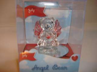 ANGEL GLASS BEAR JULY BIRTHSTONE RUBY 14 15 ANNIVERSARY  