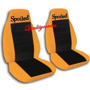  2 Orange and black Spoiled car seat covers for a 2002 
