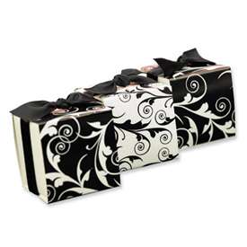 New Reversible Black & White Flourish Wrap Favor Boxes  