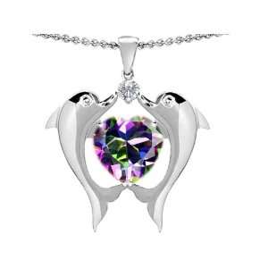 Original Star K(tm) Kissing Love Dolphins Pendant With 8mm Heart Shape 