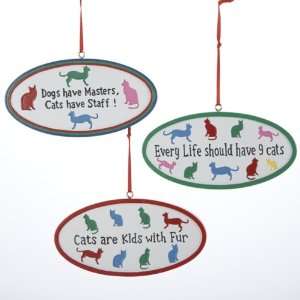 New   Club Pack of 12 Funny Cat Phrase Oval Christmas Ornaments 4.25 