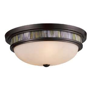 Landmark 70016 3 Tiffany 3 Light Flush Mount, 6 Inch, Oiled Bronze 