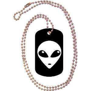  Alien Head Black Dog Tag with Neck Chain 