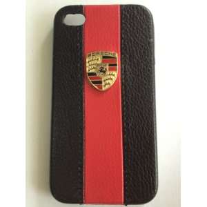  Luxury Porche Black and Red stripe PVC iphone 4G 4S back 
