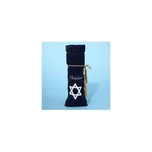   Shalom & Star of David Embroidered Hanukkah Wine Bottl