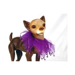    Purple Rhinestone Party Collar Boa for Dogs (XLarge)