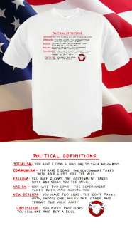 POLITICAL IDEALS w/ COWS funny Fascism Tshirt ANY SIZE  