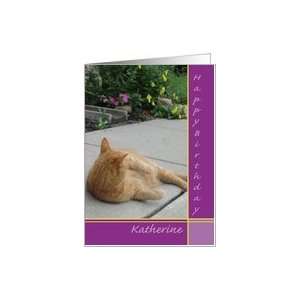  Katherine Happy Birthday Orange Tiger Cat Card Health 