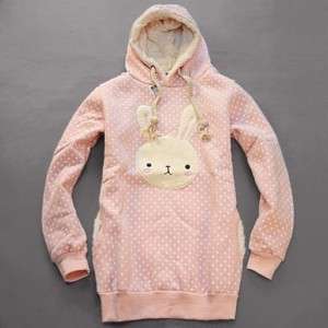 Korea Japan Casual Cute Bunny Thick Hoodie Coat Tops  