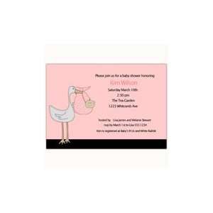  Stork Baby Girl Shower Invitation