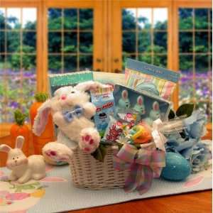 Bunny Fun Easter Gift Basket   Blue  Grocery & Gourmet 