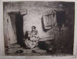 ANTIQUE ENGRAVING ETCHING ART PARIS SIGNED JACQUE 1843  