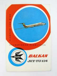 VINTAGE SCHEDULE OF AIRCRAFT BALKAN JET TU 134 AIRLINES BULGARIA FLY 