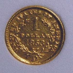 1853 D $1 Gold AU Dahlonega Almost Uncirculated Dollar RARE US coin 