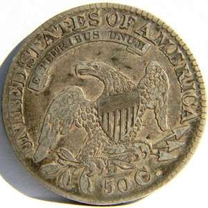   1828 square base 2 silver Half Dollar $1/2 50 Cents; toned XF  