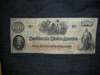 1862 $100 THE CONFEDERATE STATES OF AMERICA  RICHMOND  