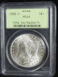 1898 O Silver Morgan Dollar PCGS MS 64 Old Holder  