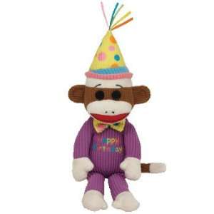    TY Beanie Baby   HAPPY BIRTHDAY Sock Monkey (11 inch) Toys & Games