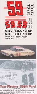   Tom Pistone TWIN CITY BODY SHOP 1964 65 Ford Galaxie 500 Decals  