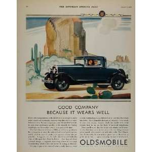   Vintage Ad Blue Oldsmobile Olds Desert Mottos Logo   Original Print Ad