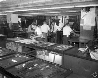 Offering an original 1959 negative of Daily News Composing Room. The 