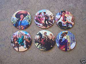 Cowgirls Lot of 6 Neoprene Mexican Cowgirl Coasters  