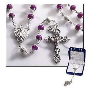   Marble 8mm Bead Rosary Paola Carola Collection Amethyst Purple Color