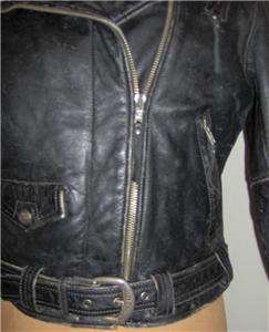 Harley Davidson Black Factory Distressed Heavy Leather Jacket with 