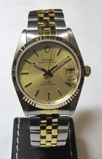 Rolex Tudor Gold/SS Prince Oysterdate 74033, Automatic, Linen Dial 