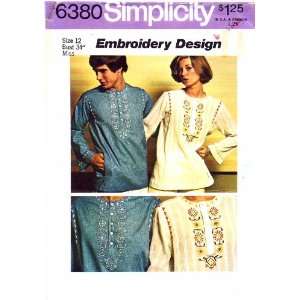  Simplicity 6380 Vintage Sewing Pattern Embroidered Pullover Hippie 