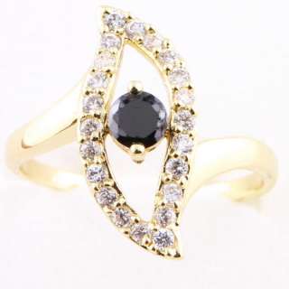 Evil Eye Black Sapphire A169n Yellow Gold Plated Ring  