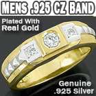 Mens .925 Sterling Silver Two Tone Gold