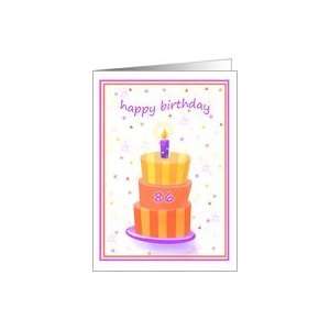  86 Years Old Happy Birthday Stacked Cake Lit Candle Card 